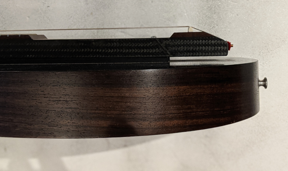 Baritone Combo Fretted Dulcimer Tail Side View